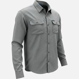 Columbia XXL Mens Long Sleeve Button Up Shirt Heather Gray Outdoor Casual Gorp